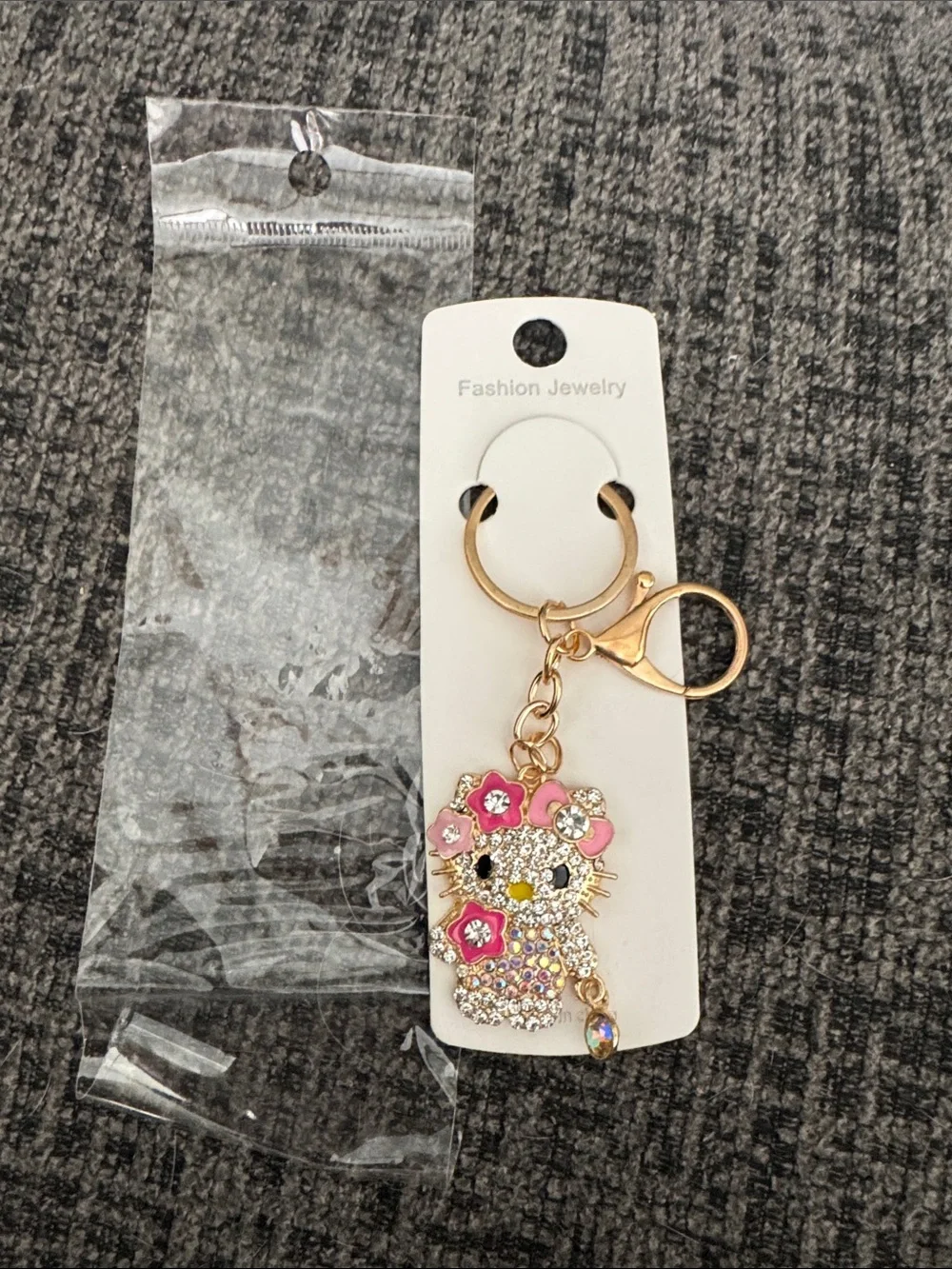 Crystal Hello Kitty Pink Keychain Bag Charm - Fashion Jewelry